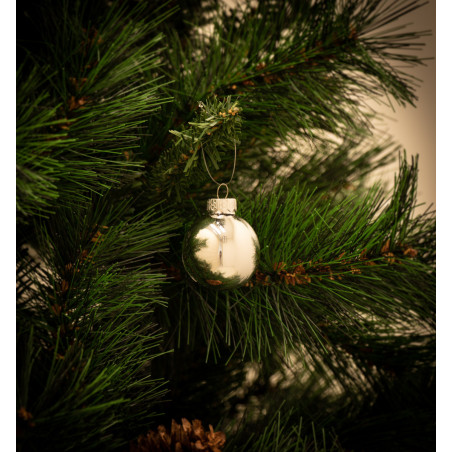 Palline di Natale in vetro mix argento Ø 4 cm lucida