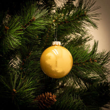 Pallina di Natale in vetro Ø 8 cm giallo lucido