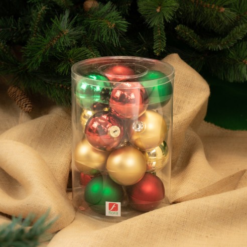 Palline di Natale in vetro multicolore Ø 8 cm da 18 pezzi ambientate