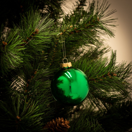 Pallina di Natale in vetro Ø 8 cm verde lucido