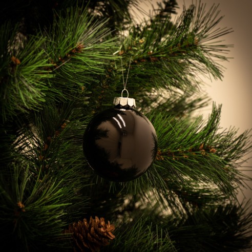 Pallina di Natale in vetro nero lucido Ø 8 cm