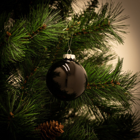 Pallina di Natale in vetro nero lucido Ø 8 cm