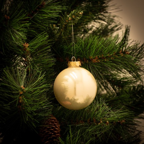 Pallina di Natale in vetro avorio lucido Ø 8 cm