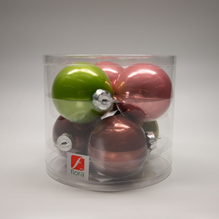 Palline di Natale in vetro multicolor Ø 8 cm confezione da 6 pezzi