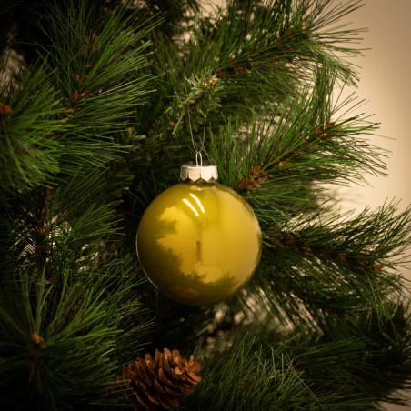 Palline di Natale in vetro oliva Ø 8 cm
