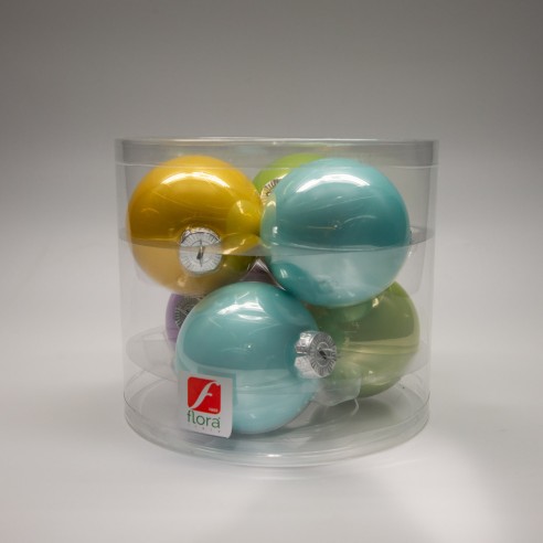 Palline di Natale in vetro multicolor Ø 8 cm confezione da 6 pezzi