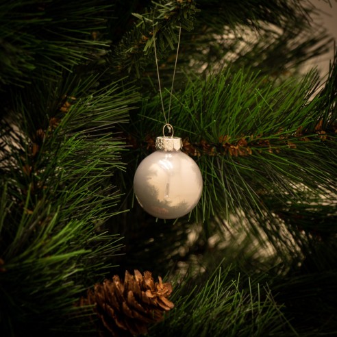 Pallina di Natale in vetro grigio perlato Ø 6 cm