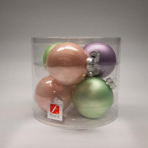 Palline di Natale in vetro multicolor Ø 8 cm confezione da 6 pezzi