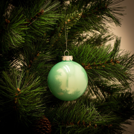Palline di Natale in vetro verde petrolio malva Ø 8 cm