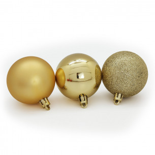 Palline di Natale in plastica oro Ø 6 cm tubo da 10 pezzi 2