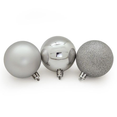Palline di Natale in plastica argento Ø 6 cm