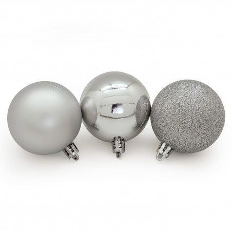 Palline di Natale in plastica argento Ø 6 cm