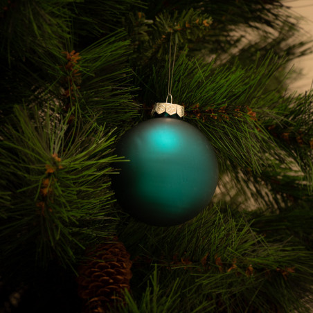 Palline di Natale in vetro verde petrolio sat Ø 8 cm