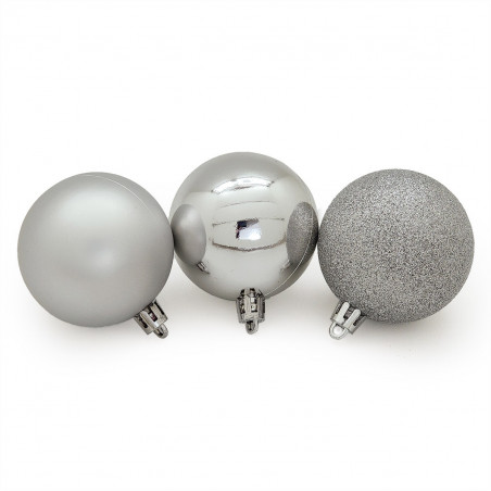 Palline di Natale in plastica argento Ø 6 cm