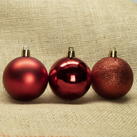 Palline di Natale in plastica rosso Ø 6 cm