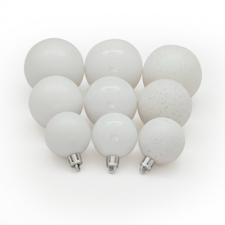 Palline di Natale in plastica bianco set da 48 pezzi