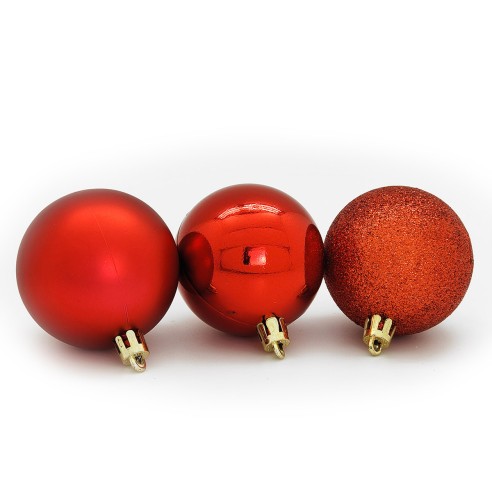 Palline di Natale in plastica rosso Ø 8 cm