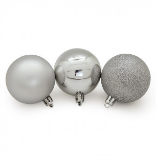 Palline di Natale in plastica argento Ø 8 cm confezione da 4 pezzi 2