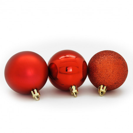 Palline di Natale in plastica rosso Ø 6 cm