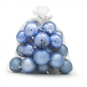 Palline di Natale in plastica blu Ø 8 cm confezione da 24 pezzi