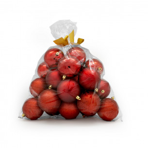 Palline di Natale in plastica rosso Ø 8 cm confezione da 24 pezzi