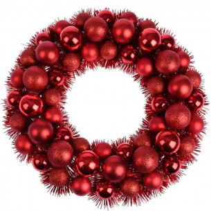 Corona di Natale rosso Ø 39 cm con 56 sfere H&S Collection