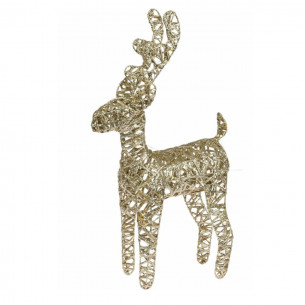 Renna natalizia con luce LED H37 cm glitter oro H&S Collection 2