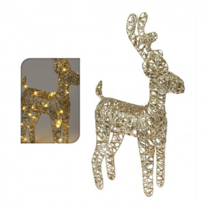 Renna natalizia con luce LED H37 cm glitter oro H&S Collection