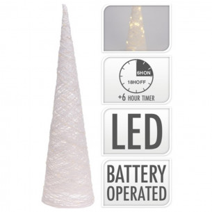 Albero di Natale cono in rafia con luce LED H80 cm glitter bianco H&S Collection