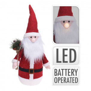 Babbo Natale in tessuto con LED H88 cm S&H Collection