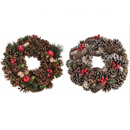 Corona di Natale con pigne e bacche Ø 33 assortito H&S Collection
