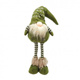 Gnomo gambe lunghe in tessuto verde H55 cm H&S Collection