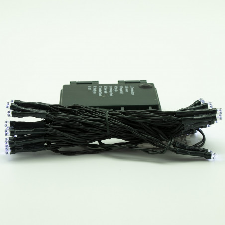 Luci di Natale a batteria con timer cavo verde 40 LED bianco naturale 8 funzioni 4 m Domus Light