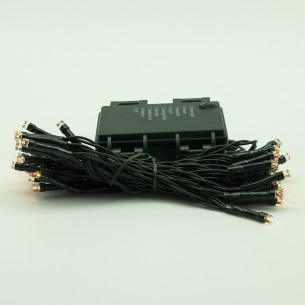 Luci di Natale a batteria con timer cavo verde 40 LED bianco caldo 8 funzioni 4 m Domus Light 2
