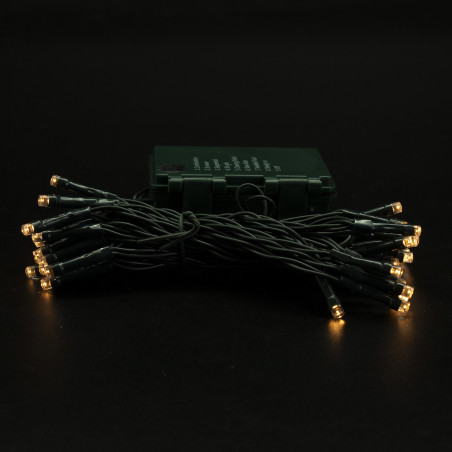 Luci di Natale a batteria con timer cavo verde 40 LED bianco caldo 8 funzioni 4 m Domus Light