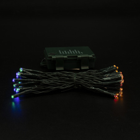 Luci di Natale a batteria con timer cavo verde 40 LED multicolor 8 funzioni 4 m Domus Light