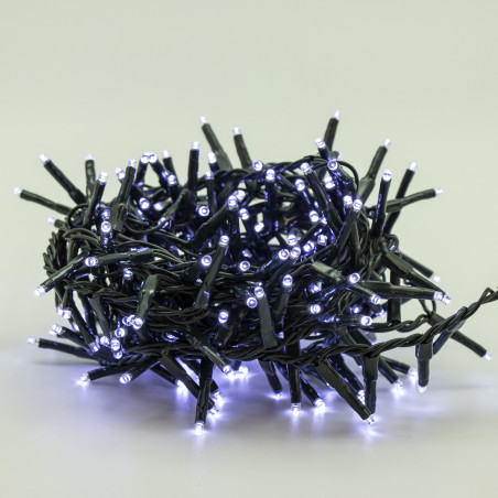 Luci di Natale grappolo cavo verde 560 LED bianco freddo 8 funzioni 11 m Domus Light