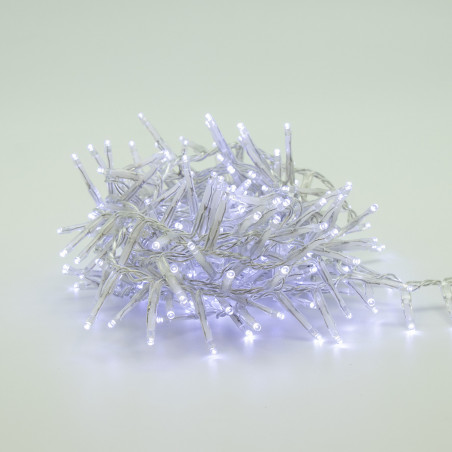 Luci di Natale grappolo cavo trasparente 560 LED bianco freddo 8 funzioni 11 m Domus Light