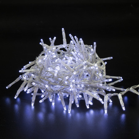 Luci di Natale grappolo cavo trasparente 560 LED bianco freddo 8 funzioni 11 m Domus Light