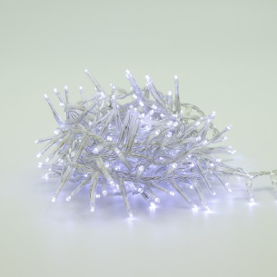Luci di Natale grappolo cavo trasparente 800 LED bianco freddo 8 funzioni 16 m Domus Light