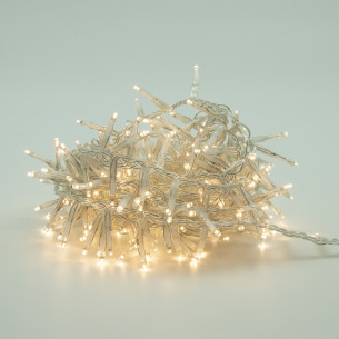 Luci di Natale grappolo cavo trasparente 800 LED bianco caldo 8 funzioni 16 m Domus Light