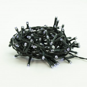 Luci di Natale a batteria con timer cavo verde 180 LED bianco ghiaccio 8 funzioni 9 m Domus Light