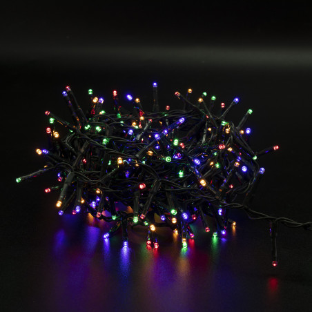 Luci di Natale a batteria con timer cavo verde 180 LED multicolor 8 funzioni 9 m Domus Light