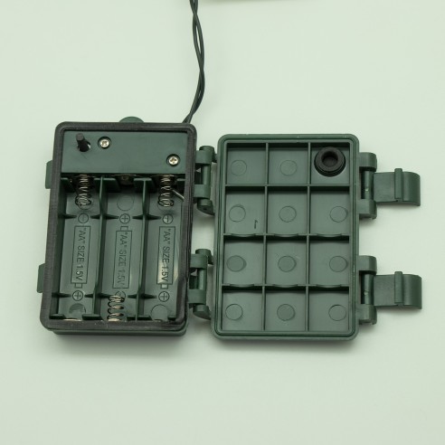 Luci di Natale a batteria con timer cavo verde 300 LED bianco ghiaccio 8 funzioni 15 m Domus Light