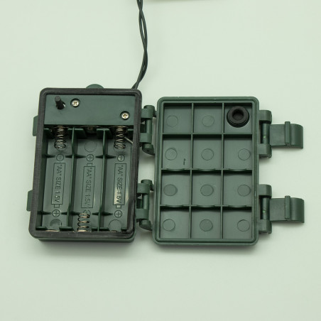 Luci di Natale a batteria con timer cavo verde 300 LED bianco ghiaccio 8 funzioni 15 m Domus Light