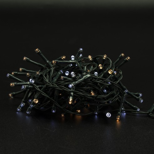 Luci di Natale a batteria con timer cavo verde 300 LED diamond 8 funzioni 15 m Domus Light