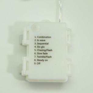 Luci di Natale a batteria con timer cavo trasparente 300 LED bianco ghiaccio 8 funzioni 15 m Domus Light 2