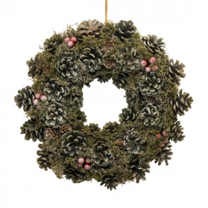 Corona di Natale verde con pigne Ø 34 cm Domus