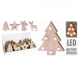 Decorazione natalizia in legno con luce LED H13 cm assortito H&S Collection