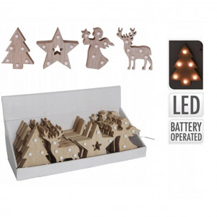 Decorazione natalizia in legno con luce LED H13 cm assortito H&S Collection 2